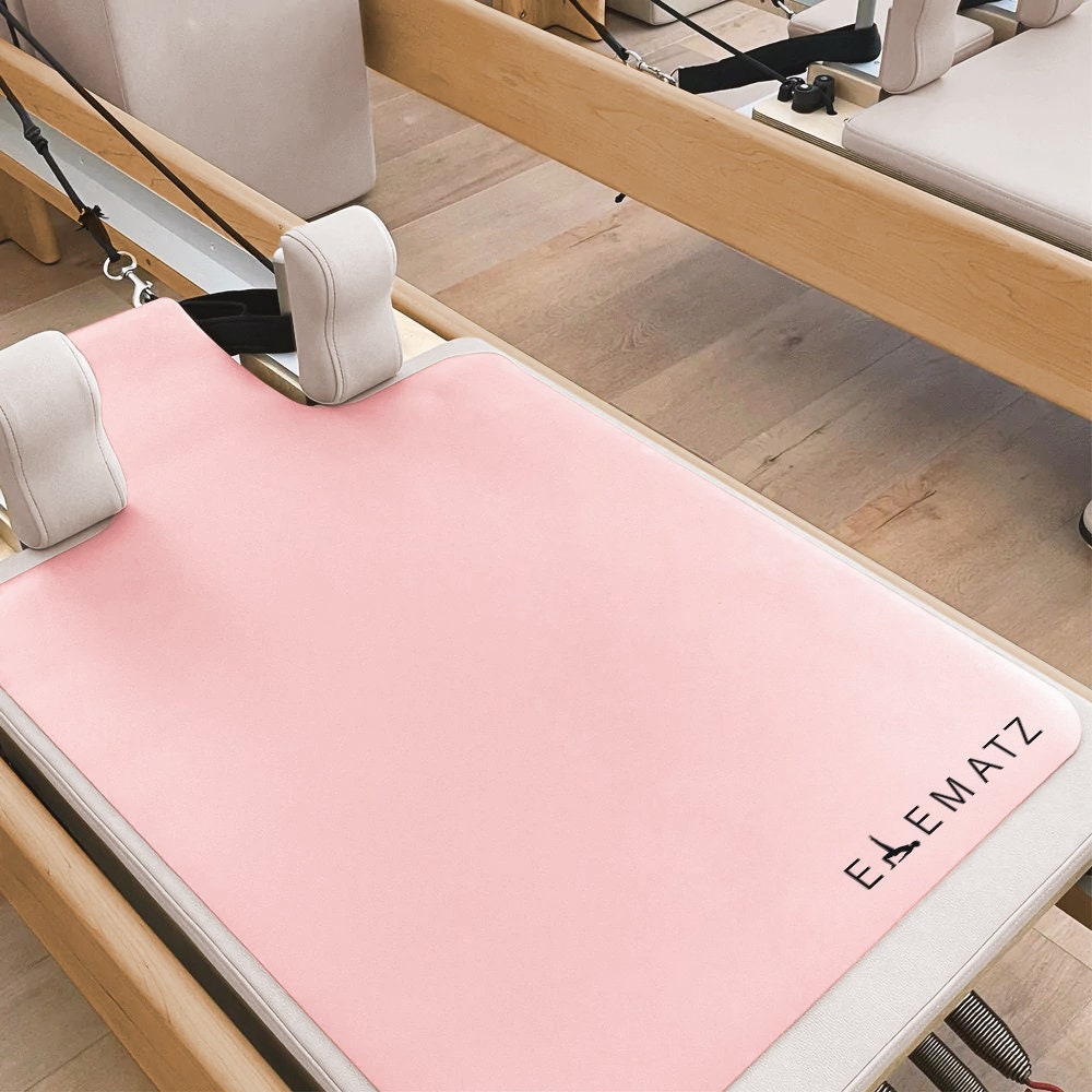 Pilates Reformer Light Beige Non-slip Mat Towel, Pilates Loops