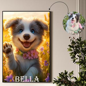 Custom Cartoon Pet Portrait, Personalized Dog Or Cat Illustration, Dog Cartoon Portrait Cat, Cute Wall Art For Pet Lovers,Custom Pet Gift