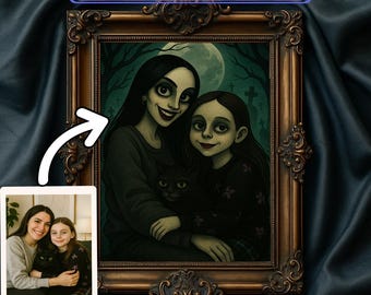 Digital Download,Personalized Gothic Family Portrait with Pets,Custom ,Gothic Home Decor Wall Art,Anniversary Gift,Unique Gift for Couples
