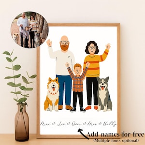 Custom Minimal Family Portrait with Pet, Personalized Digital Art, Modern Illustration, Family Wall Art,  Anniversary Gift, Mothers Day Gift