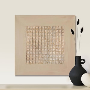 Beige 3D Texture Wall Art Beige Minimalist Painting Neutral Plaster Painting Wabi Sabi Wall Art Beige Texture Painting Modern Minimalist Art