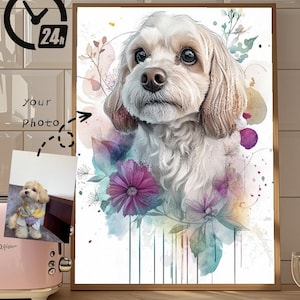 Ritratto di animale domestico personalizzato ad acquerello da foto, opera d'arte commemorativa personalizzata per animali domestici, opera d'arte commemorativa per animali domestici, regalo di condoglianze per animali domestici per lei, regalo in ricordo di animali domestici