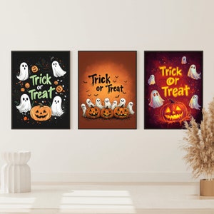 Set von 3 Süßes oder Saures druckbare Art Print, Halloween Zitat Home Decor, Herbst Wandkunst, Halloween Party Instant Download