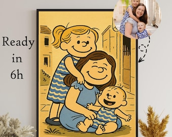 Custom Comic Strip  Style Portrait,Personalized Cartoon Couple Drawing,Comic Strip Character Gift, Vintage Cartoon Inspired Art