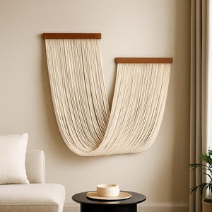 Woven Wall Art,Macrame Wall Hanging,Farmhouse Decor,Scandinavian Decor,Yarn Wall Hanging,Minimalist Living Room Art,Home Office Decor