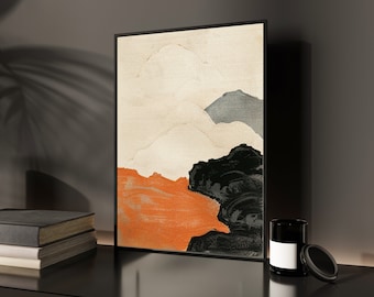 Japandi Wall Art , Wabi Sabi Decor, Modern Art Poster , Minimalist Wall Art, Zen Artwork, Tan Beige Textured Digital, Landscape Painting