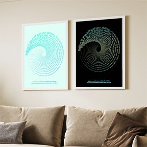 Póster de tipografía creativa personalizada, póster con fondo artístico, diseño de texto, póster de agujero negro en espiral, póster con contenido de texto personalizado.