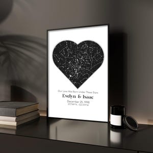Valentinstag Herz Karte, Valentinstag Geschenk, Geschenk Hochzeit, Besonderes Datum Jahrestag Geschenk, Nachthimmel Druck, Sternenkarte Poster, Hochzeitsgeschenk, Geschenk für Sie