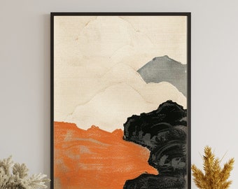 Japandi Wall Art , Wabi Sabi Decor, Modern Art Poster , Minimalist Wall Art, Zen Artwork, Tan Beige Textured Poster, Landscape Painting