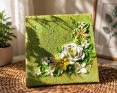 Handpainted 3d Floral Wall Art, Textured Flower Canvas Painting, Boho Botanical Wall Decor, Colorful Living Room Art, Original Artwork