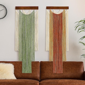 Macrame Wall Hanging,Macrame Wall Art,Yarn Wall Hanging,Boho Living Room Decor,Minimalist Wall Art, Farmhouse & Scandinavian Home Decor