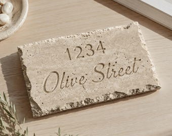Personalized House Number Sign, Custom Address Plaque, Stone Name Sign, Outdoor Door Number Plaque, Custom Home Sign, Housewarming Gift