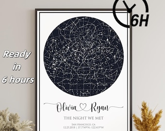Digital Download Custom Star Map, Special Date Anniversary Gift, Night Sky Print, Star Map Poster, Wedding Gift, Constellation Print