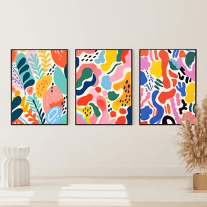 Matisse Print 3er-Set, Matisse Wandkunst, buntes Poster, Maximalistische Wandkunst, abstraktes Wohndekor, Boho Wandkunst