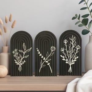 Boho Floral Arch Sign,Wooden Flower Wall Art,Minimalist Shelf Decor,Boho Room Aesthetic,Neutral Home Accent,Boho Nursery Decor