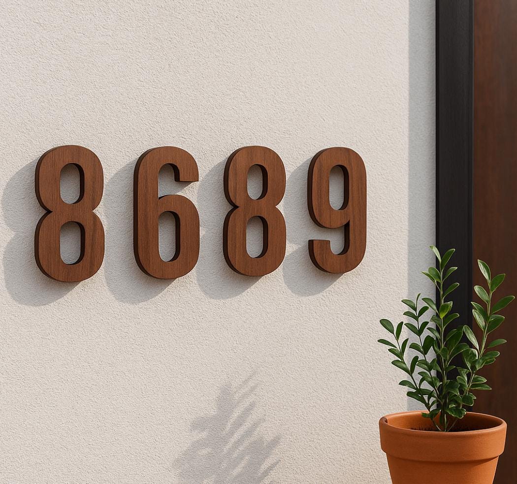 Placas de madeira personalizadas para números de casas, Placa de endereço de madeira faça você mesmo, Placa para área externa, Nome ou mensagem personalizada, Casa moderna, Presente de inauguração