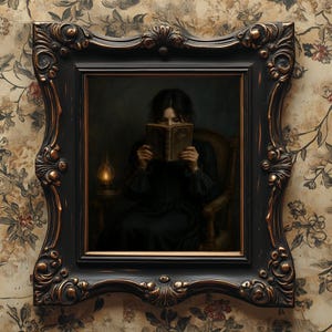 Victorian Woman Reading Wall Art,Dark Academia Decor,Bookish Decor for Reading NooK, Librariancore Aesthetic,Gift for Book Lovers