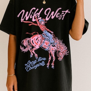Camiseta vaquera del Salvaje Oeste ¡Larga vida a las vaqueras! Colores cómodos
