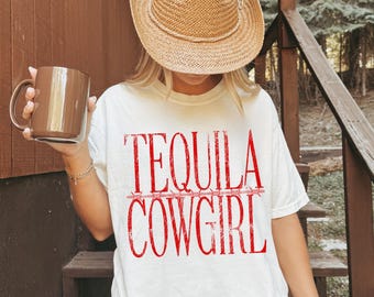 Tequila Cowgirl Graphic T-Shirt Western Vintage Style Tee