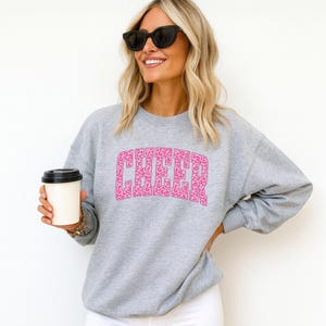 CHEER Pink Leopard Crewneck - Cheer Mom Game Day Sweatshirt