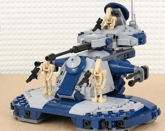 Custom Battle Droid Army on Blue Armored Assault Tank - 399 pcs Brick Toy