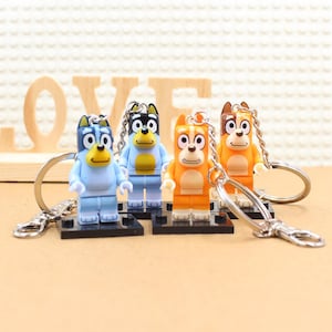 Custom Keychain "Hooray!! Dear child, embrace your father !" Blue Heeler Dog Family Custom Keyring For Best Kids' Cartoon Fan