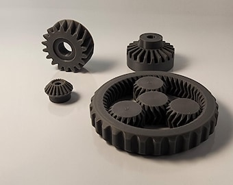 Custom 3d printed gears in Nylon, Polycarbonate,  ASA, or Carbon fiber additive.  Free basic design work