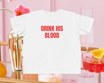 Drink zijn bloed Baby Tee grappig Y2k shirt iconische schattig top jaren 90 jaren 2000 stijl esthetische kleding tshirt trending meme T-shirt Y2k mode