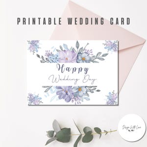 Cartão de Feliz Dia do Casamento, Cartão de Casamento Floral, Cartão de Felicitações Floral, Cartão de Casamento para Imprimir, Cartão de Casamento para Download Digital, Cartão de Casamento