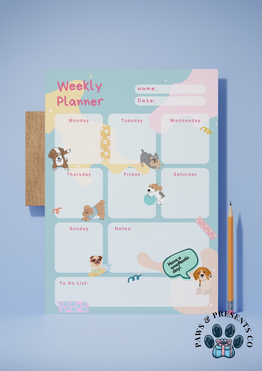 Printable Weekly Planner for Dog Lovers, Time Management Planner for ...