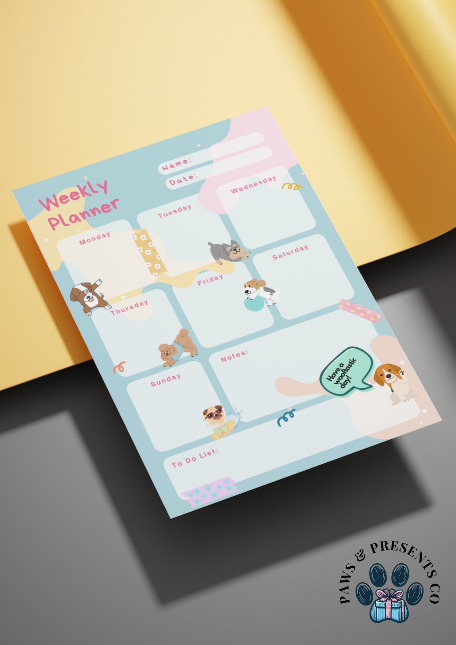 Printable Weekly Planner for Dog Lovers, Time Management Planner for ...