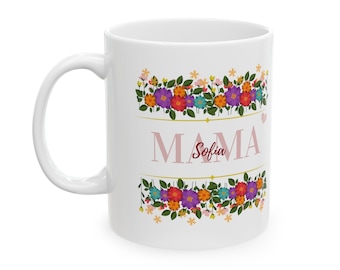 Flower Mama Mug, Personalized Mama Gift, Mothe's Day Mug, Sunflower Mom Gift, Plant Lover Cup, Mom Birthday Gift, Mom's Garden Mug