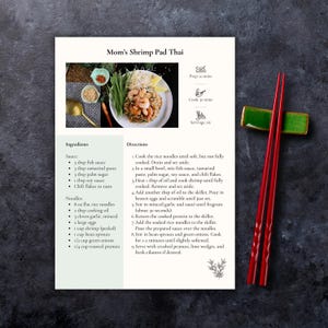 Editable Recipe Template: Family Cookbook, Canva Design (Digital Download, 5x7 & Letter Size)