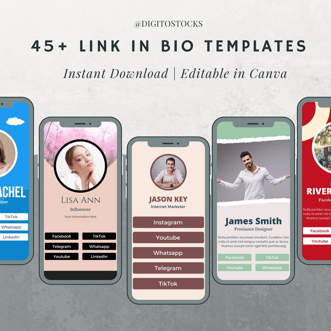 45+ Link in Bio Canva Editable Templates Instagram Bio Link Landing