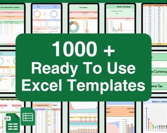 1000+ Excel Templates | Budget, Business, Invoices, Trackers, Planners | Digital Download for Personal & Business Use