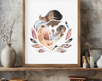Mom and Newborn Baby Canva Photo Collage Template, Baby Photo Frame, Canva Frames, Family Photo Frame, Memorial Photo Frame