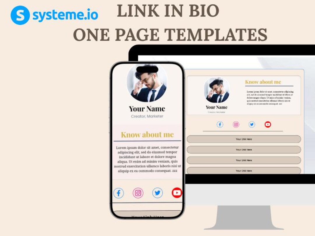 Systeme.io Link in Bio Template | Editable Landing Page | Link in Bio ...