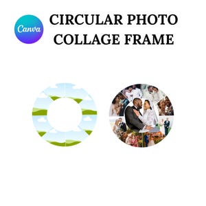 Runder Foto-Collage-Rahmen | Ziehen & Ablegen Canva bearbeitbare Vorlage | Mehrzweck-Collage-Rahmen | Druckbares digitales Layout