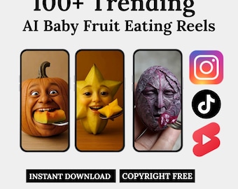 AI Baby Eating Fruit ASMR Reels for TikTok & Instagram - Viral Faceless Content Pack with PLR