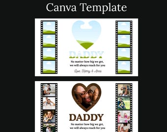 Dad Photo Collage Template | Canva Photo Collage, Father Photo Collage, Daddy Picture Frame, 1st Fathers Day Gift, Editable Digital Download
