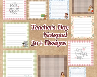 Teacher Notepad Design, Printable Notepad, Digital Notepad, Cute Notepad, Teacher Notepad Gift, Teacher Supplies, Teacher Stationary Notepad