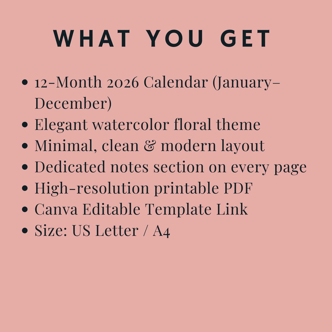2026 Floral Wall Calendar Printable | Watercolor Monthly Planner ...