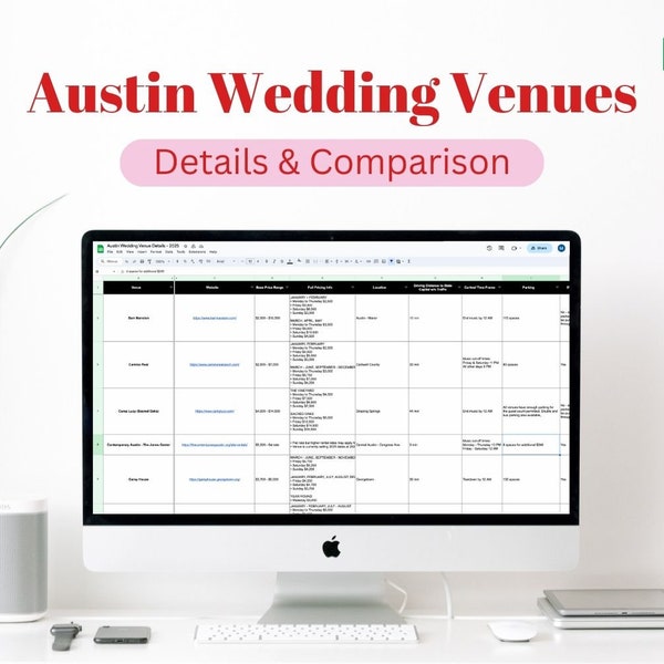 Wedding Venue Details & Comparison | Austin, Texas | Downloadable Spreadsheet