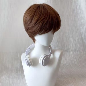 Men&#39;s Wig - Short Caramel Orange Brown Neutral Gothic Style Fluffy Micro-parted Short Hair - Fluffy Halloween Cos Wig [Youthful Sense]