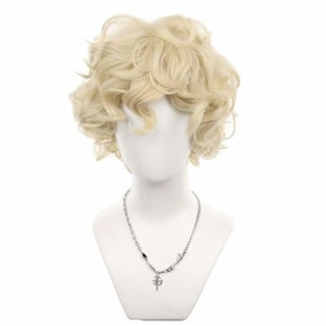 Men&#39;s Wigs - Halloween Short Curly Beige Neutral Forehead Ultra Thin Fluffy Hair Short Hair - Gothic Style Full Head Curly Wig