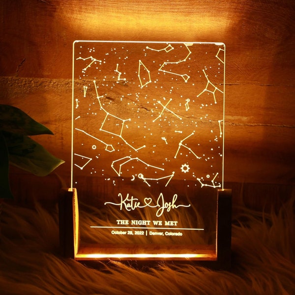 Personalized Romantic Constellation Map Light: Custom Starry Night Sky Lamp, Unique Love & Anniversary Gift, Astrology Decor, for Couples