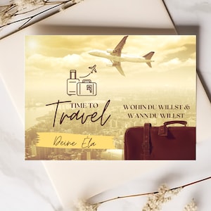 Tarjeta de vale| Tiempo muerto| Hora de viajar| Bono de viaje | Dar tiempo| Vale regalo| Regalos| Viaje de cumpleaños| dar un regalo minimalista