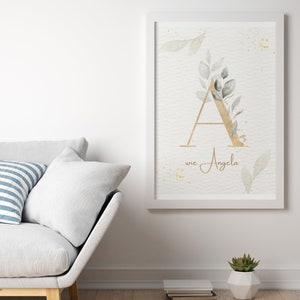 Namen Poster personalisiert mit Buchstabe| Poster Babyzimmer Kinderzimmer| Namensposter| Buchstaben Poster A-Z| A3 & A4 Druck| Bilderrahmen