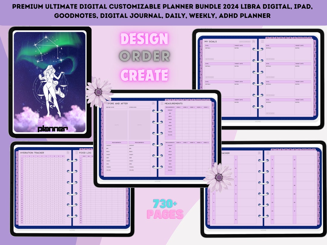 Premium Ultimate Digital Customizable Planner Bundle 2024 Libra Digital
