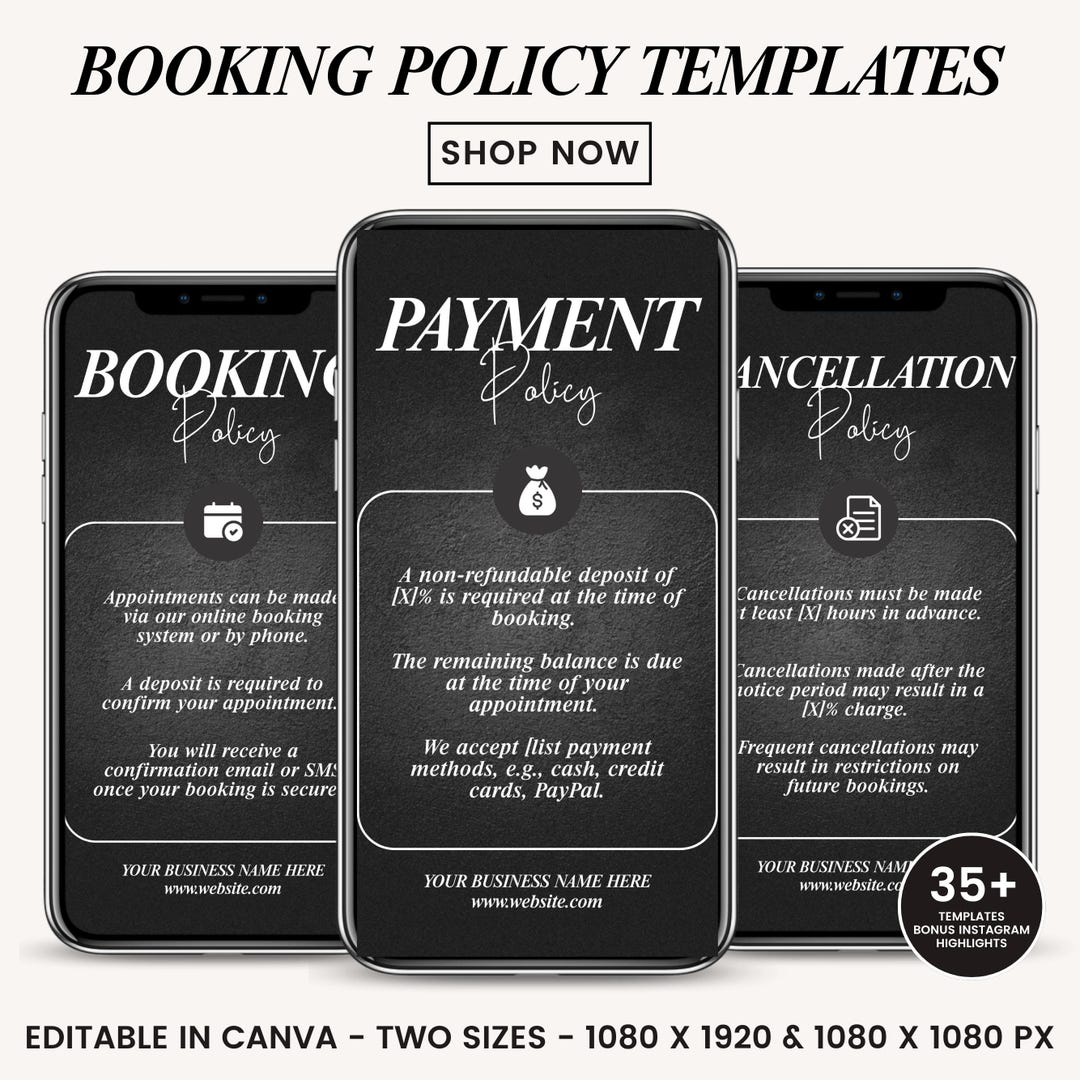 35+ Booking Policy Templates, Editable Booking Policies for Instagram ...